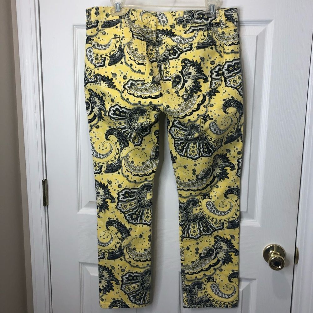 Ralph Lauren LRL Lauren Jeans yellow paisley print capris pants jeans, size 10 - Picture 14 of 14